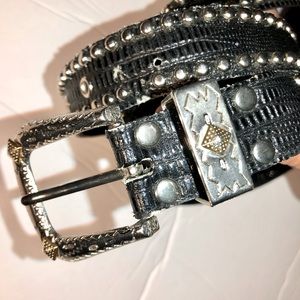 sold Black leather studded cowboy belt. Women’s. Vintage deadstock